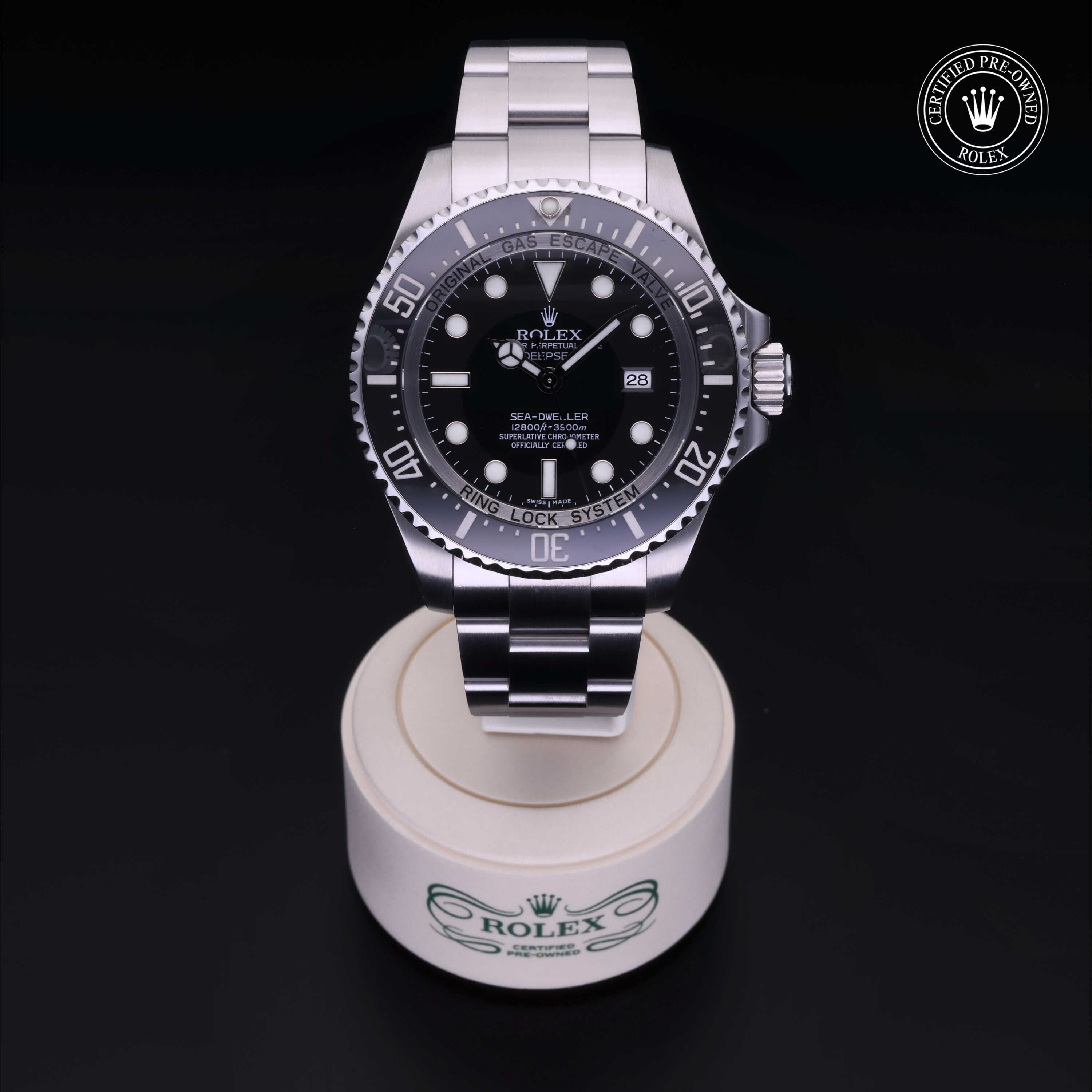 Rolex Certified Pre-owned Sea-Dweller M116660-0001 front on black background