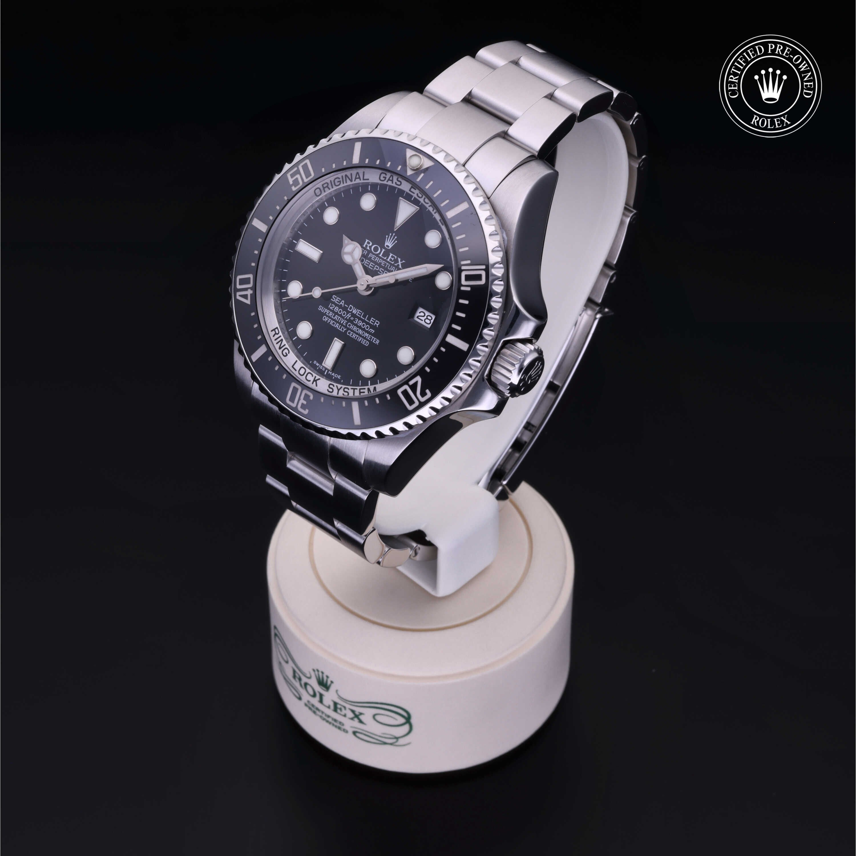 Rolex Certified Pre-owned Sea-Dweller M116660-0001 front on black background