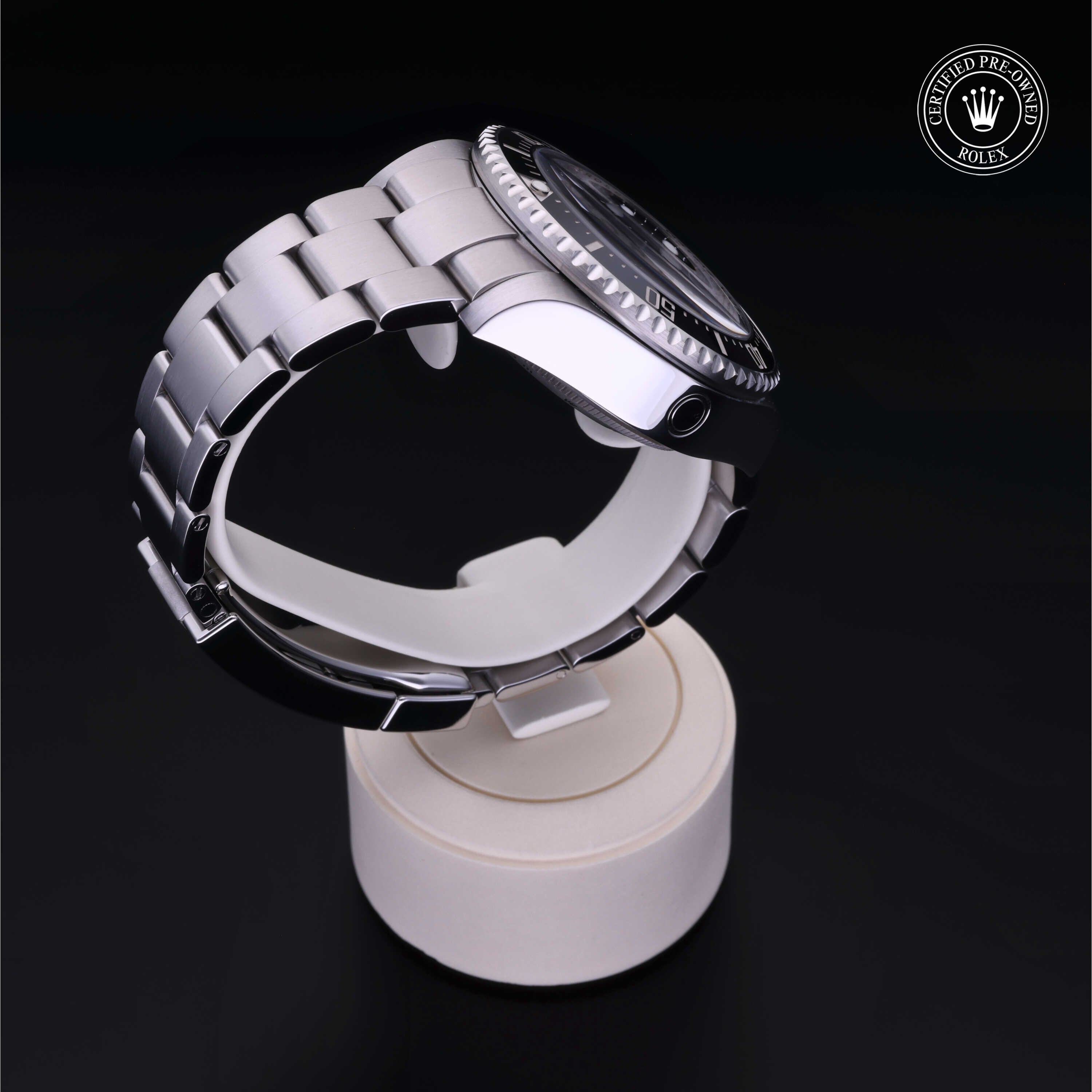 Rolex Certified Pre-owned Sea-Dweller M116660-0001 front on black background