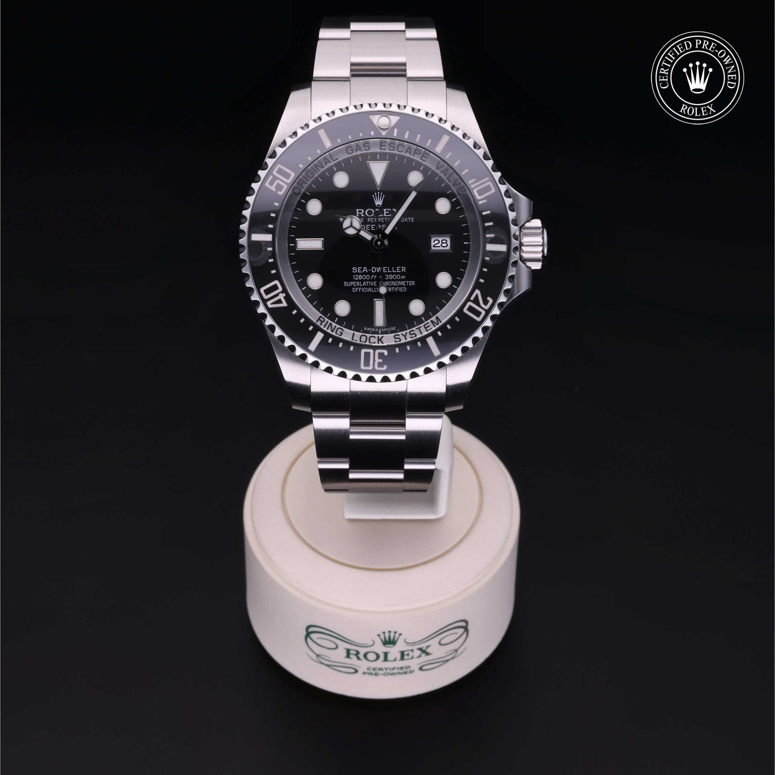 Rolex Certified Pre-owned Sea-Dweller M116660-0001 front on black background