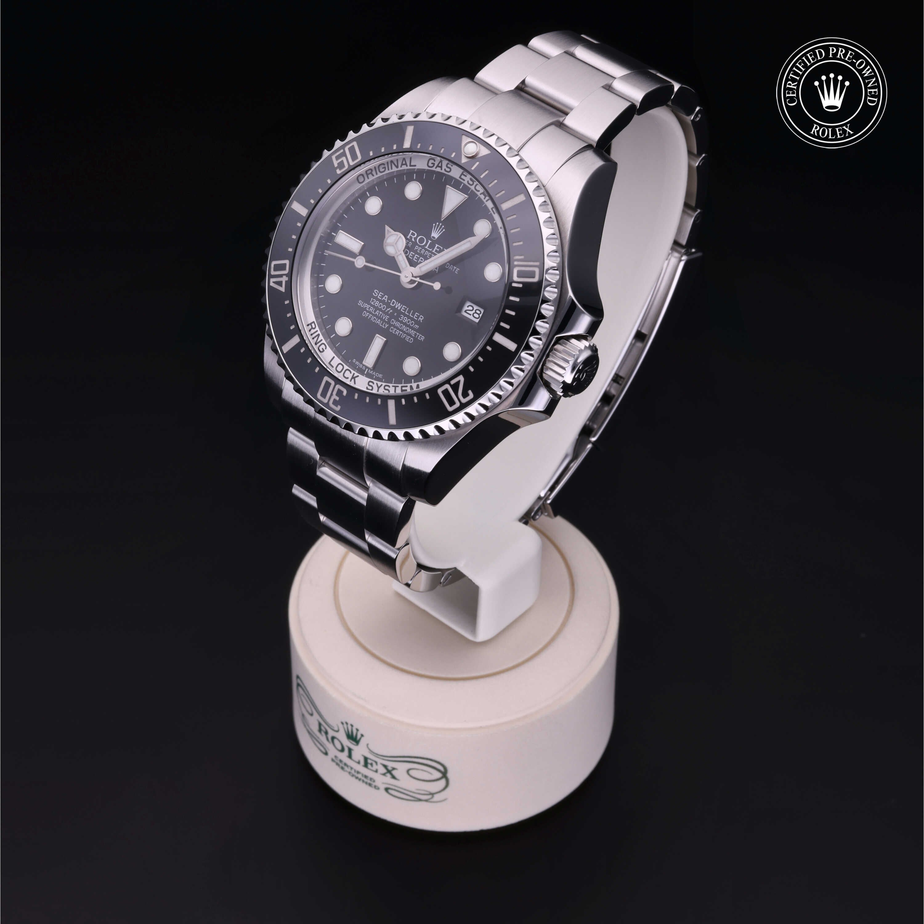 Rolex Certified Pre-owned Sea-Dweller M116660-0001 front on black background