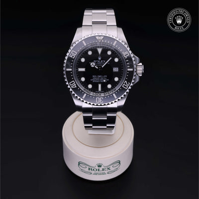 Rolex Certified Pre-owned Sea-Dweller M116660-0001 front on black background