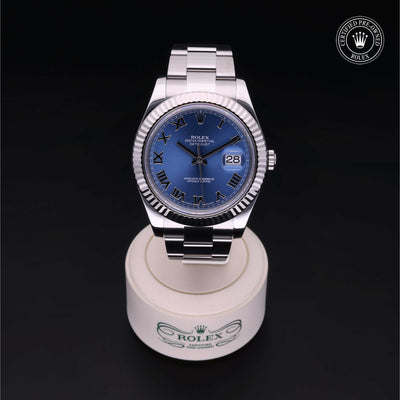 Rolex Certified Pre-owned Datejust M116334-0004 front on black background