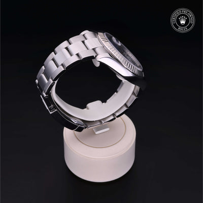 Rolex Certified Pre-owned Datejust M116334-0004 front on black background