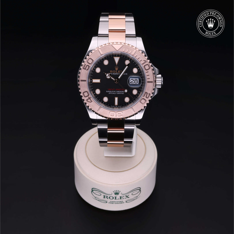 Rolex Certified Pre-owned Yacht-Master M126621-0002 front on black background