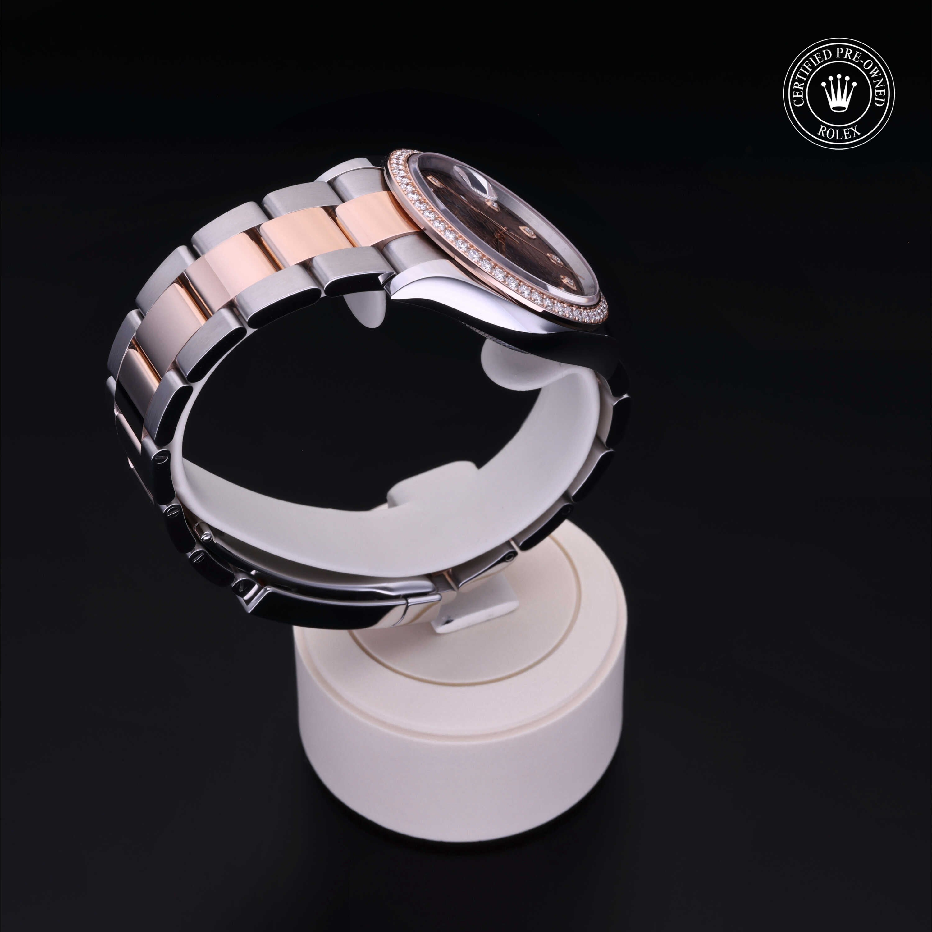 Rolex Certified Pre-owned Datejust M126281RBR-0014 front on black background