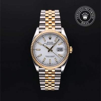 Rolex Certified Pre-owned Datejust M126233-0019 front on black background