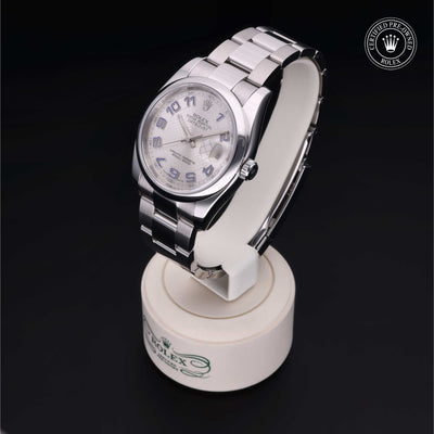Rolex Certified Pre-owned Datejust M116200-0074 front on black background