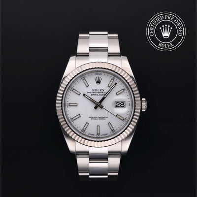 Rolex Certified Pre-owned Datejust M126334-0009 front on black background