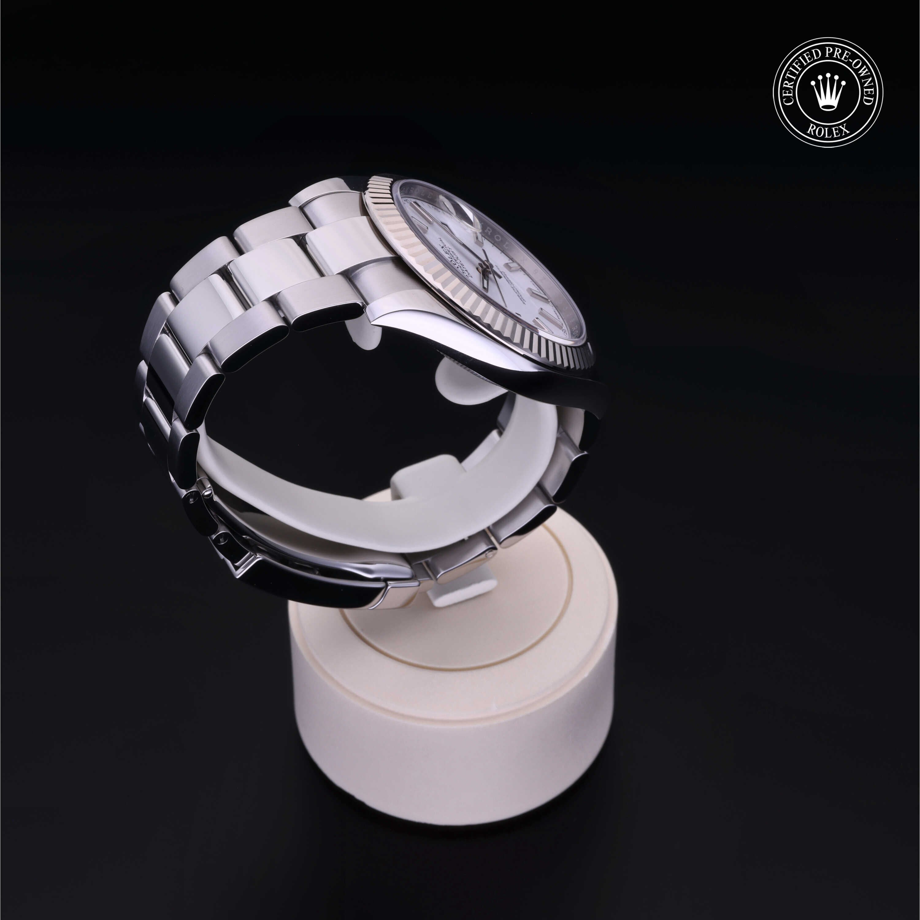 Rolex Certified Pre-owned Datejust M126334-0009 front on black background