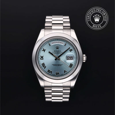 Rolex Certified Pre-owned Day-date M218206-0012 front on black background