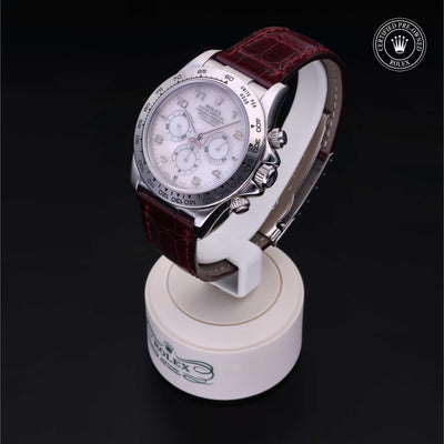 Rolex Certified Pre-owned Daytona M16519-0002 front on black background