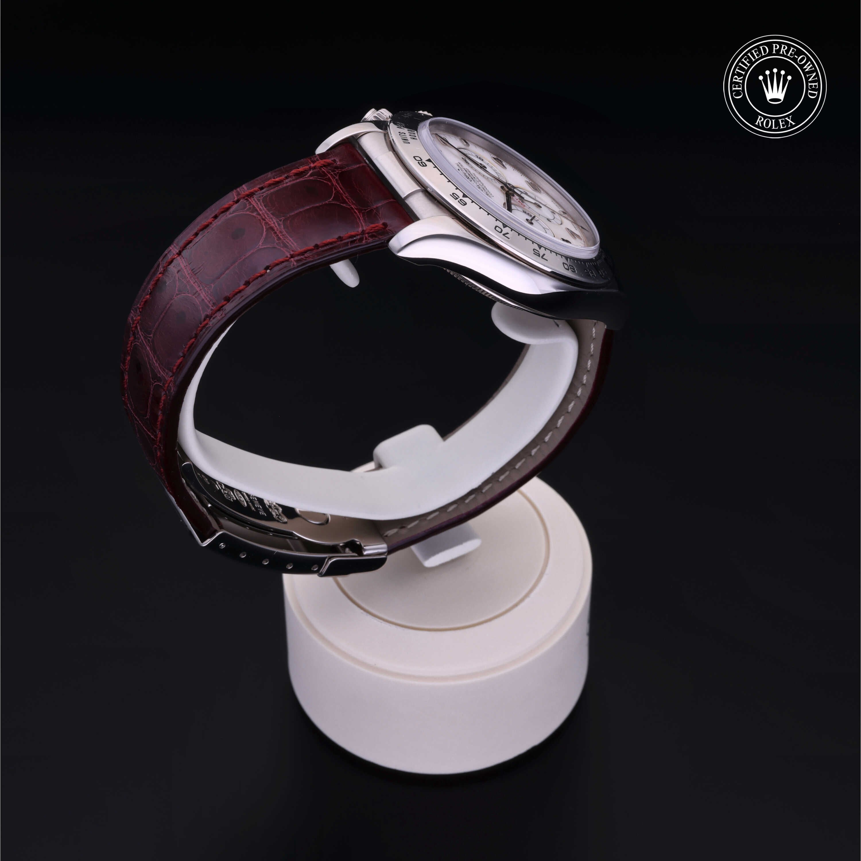 Rolex Certified Pre-owned Daytona M16519-0002 front on black background