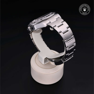 Rolex Certified Pre-owned Explorer M216570-0002 front on black background