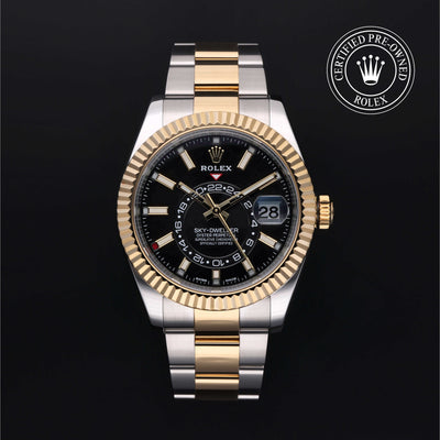 Rolex Certified Pre-owned Sky-Dweller M326933-0002 front on black background