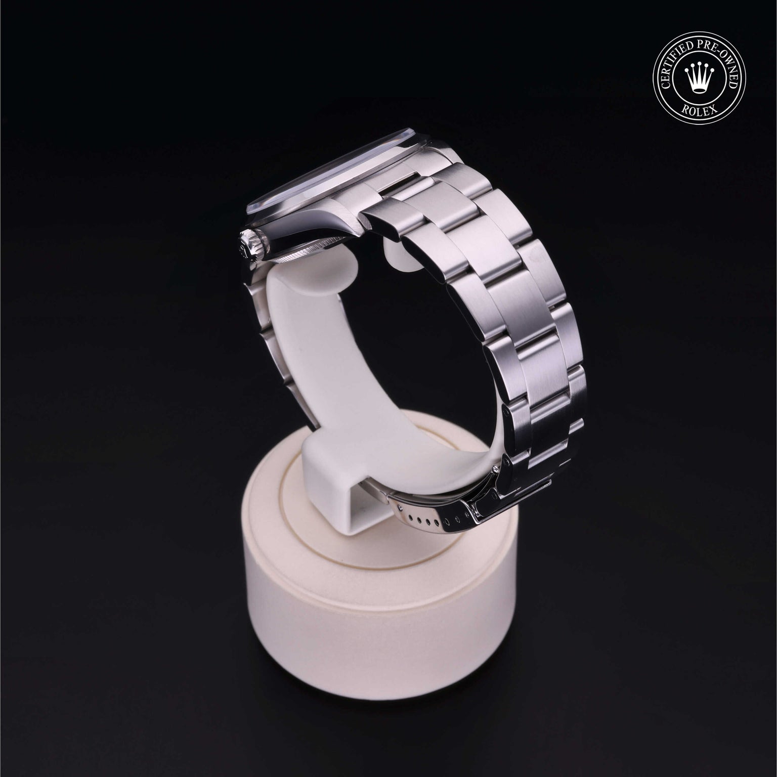 Rolex Certified Pre-owned Air-King M14000-0005 front on black background