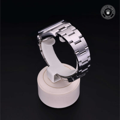 Rolex Certified Pre-owned Air-King M14000-0005 front on black background