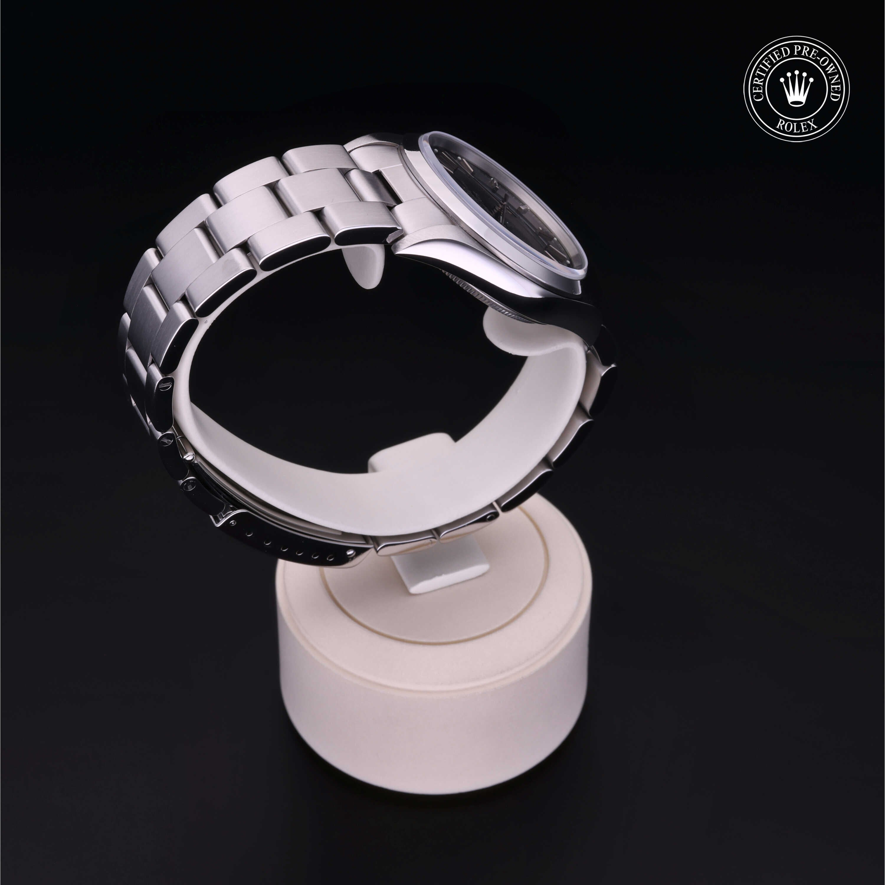 Rolex Certified Pre-owned Air-King M14000-0005 front on black background