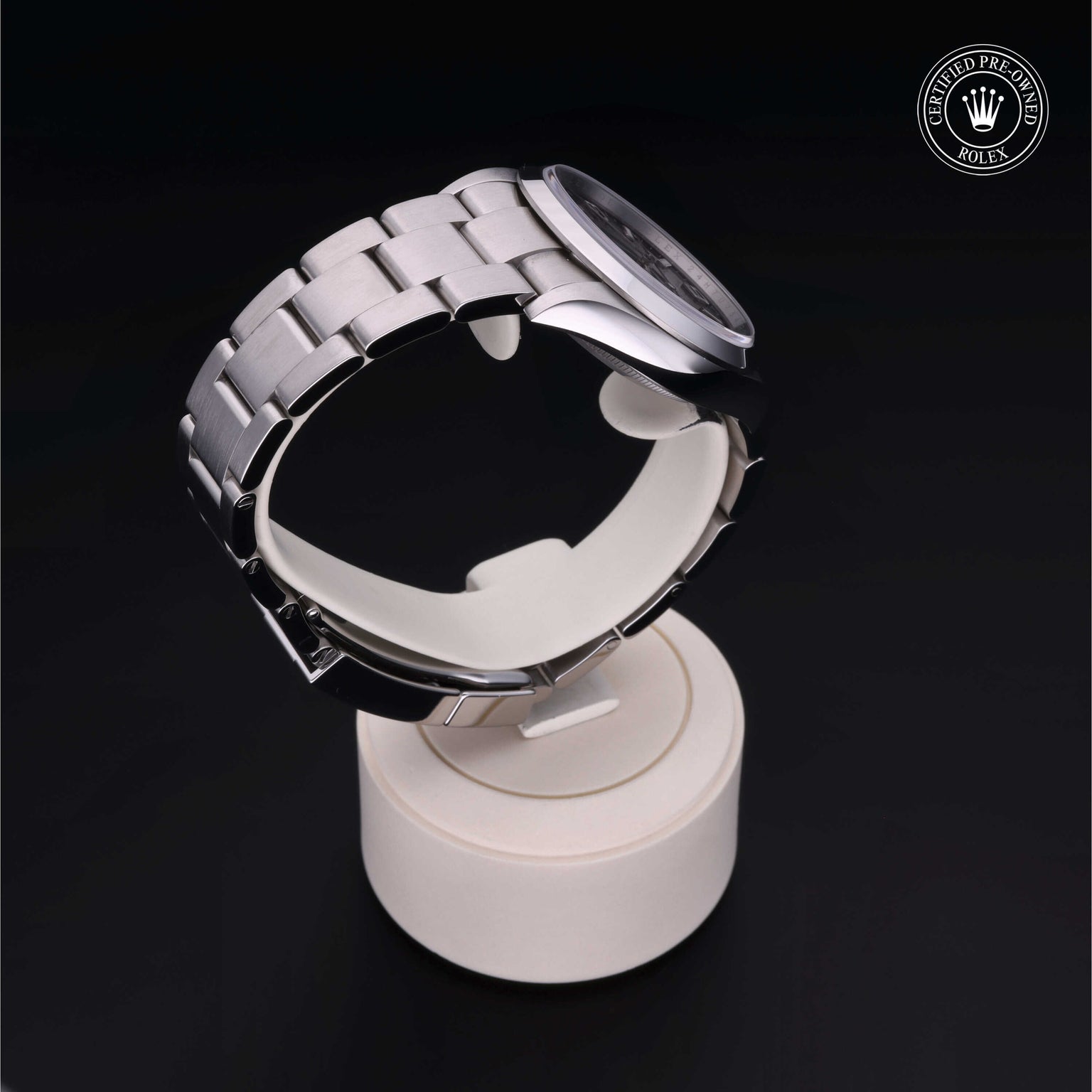 Rolex Certified Pre-owned Explorer M124270-0001 front on black background