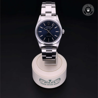 Rolex Certified Pre-owned Air-King M14000-0004 front on black background