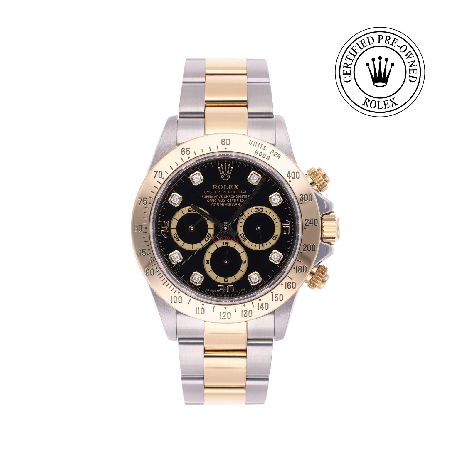 Rolex CPO Daytona M16523 front on white background