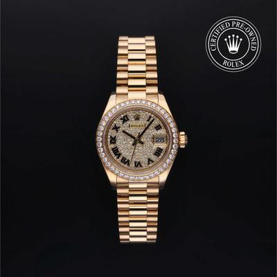 Rolex Certified Pre-owned Lady Datejust M279138RBR-0030 front on black background