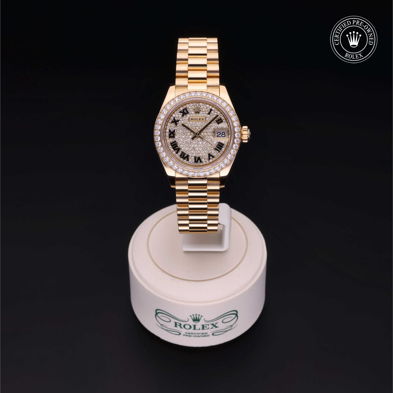 Rolex Certified Pre-owned Lady Datejust M279138RBR-0030 front on black background