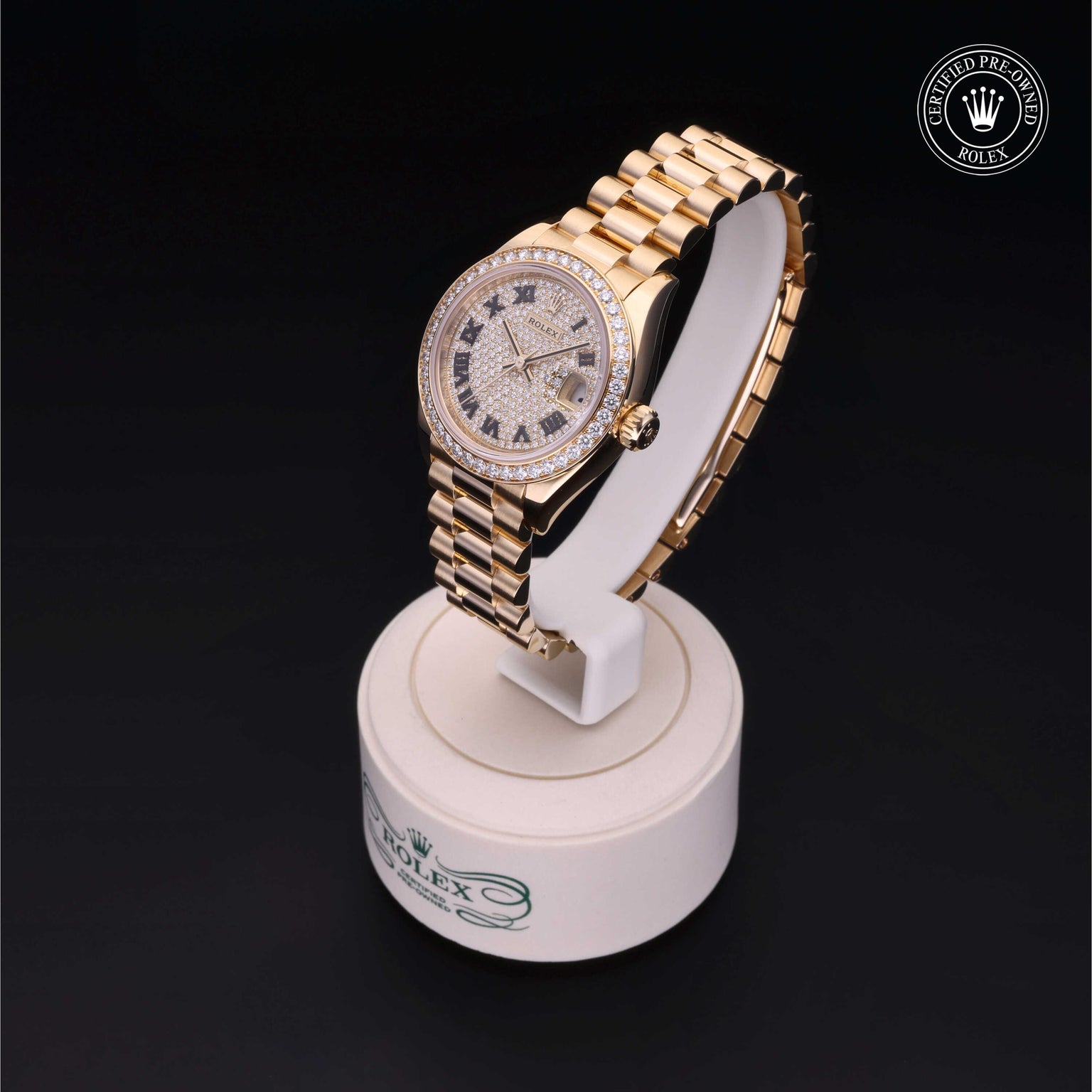 Rolex Certified Pre-owned Lady Datejust M279138RBR-0030 front on black background