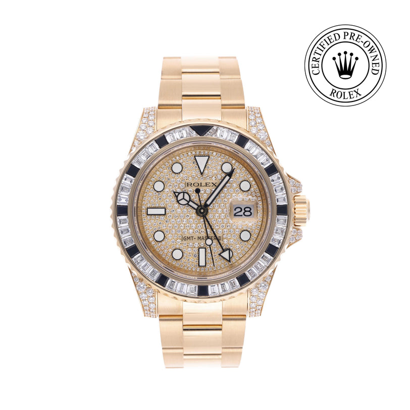 Rolex Certified Pre-owned GMT M116758SANR-0004 front on white background
