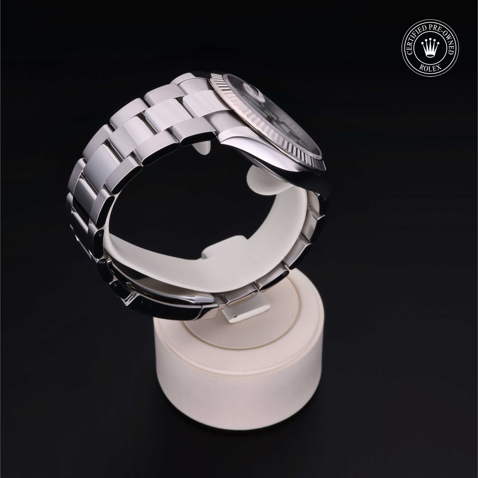 Rolex Certified Pre-owned Datejust M126334-0010 front on black background