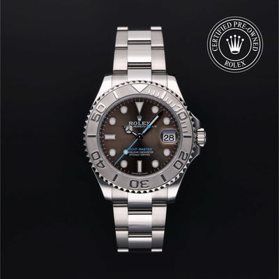 Rolex Certified Pre-owned Yacht-Master M268622-0002 front on black background