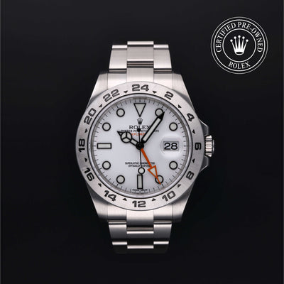 Rolex Certified Pre-owned Explorer M216570-0001 front on black background