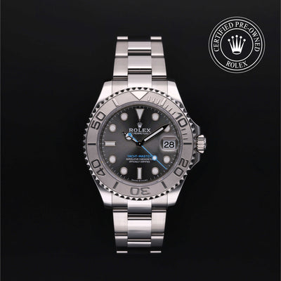 Rolex Certified Pre-owned Yacht-Master M268622-0002 front on black background