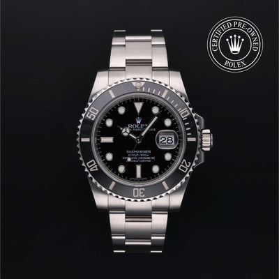 Rolex Certified Pre-owned Submariner M116610LN-0001 front on black background