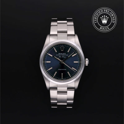 Rolex Certified Pre-owned Air-King M14000-0004 front on black background