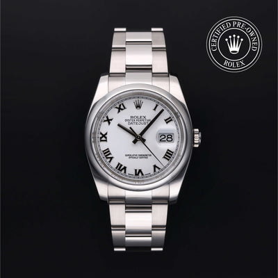 Rolex Certified Pre-owned Datejust M116200-0055 front on black background
