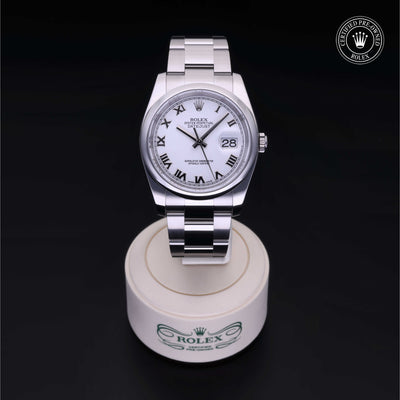 Rolex Certified Pre-owned Datejust M116200-0055 front on black background