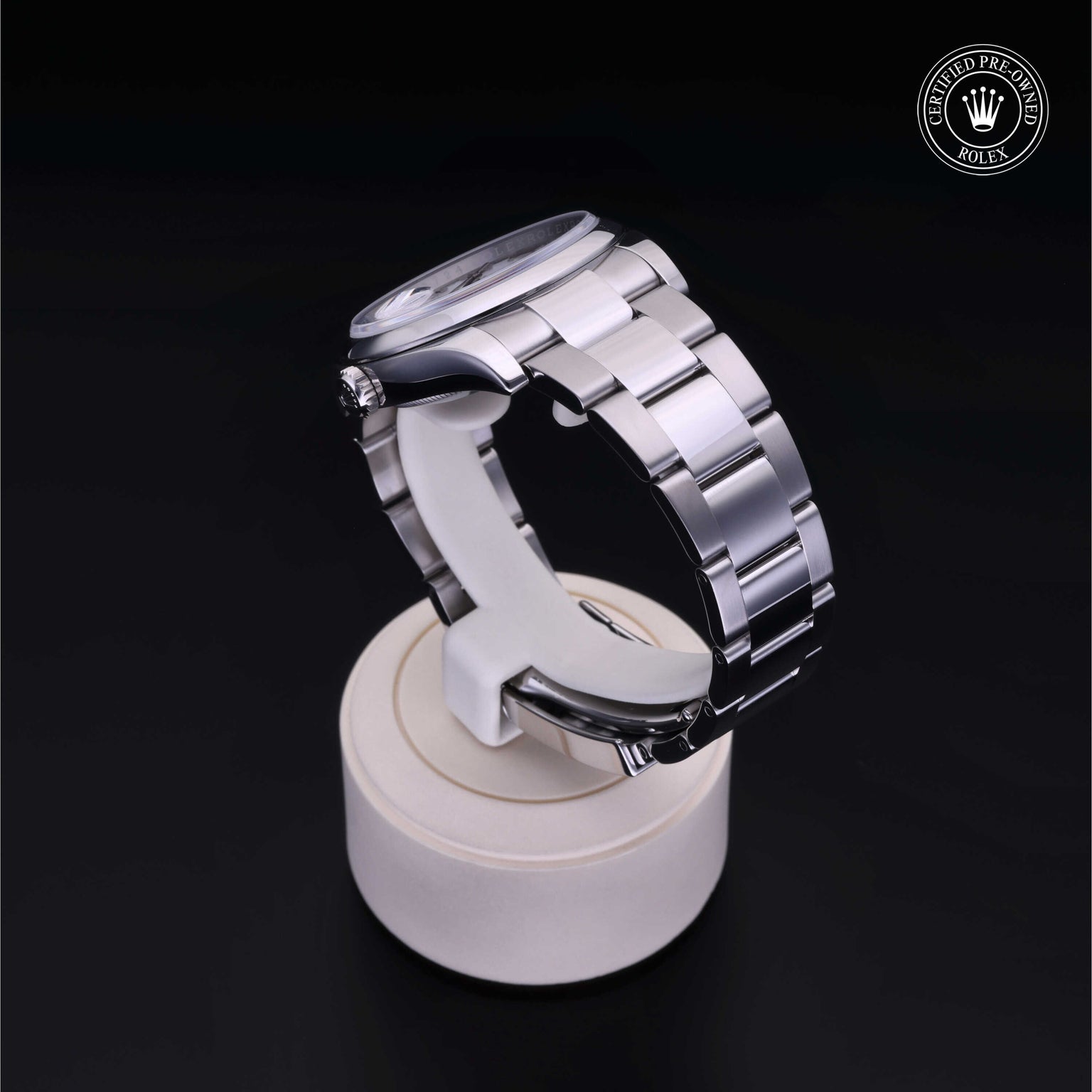 Rolex Certified Pre-owned Datejust M116200-0055 front on black background