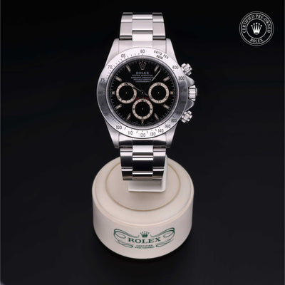 Rolex Certified Pre-owned Daytona M16520-0002 front on black background