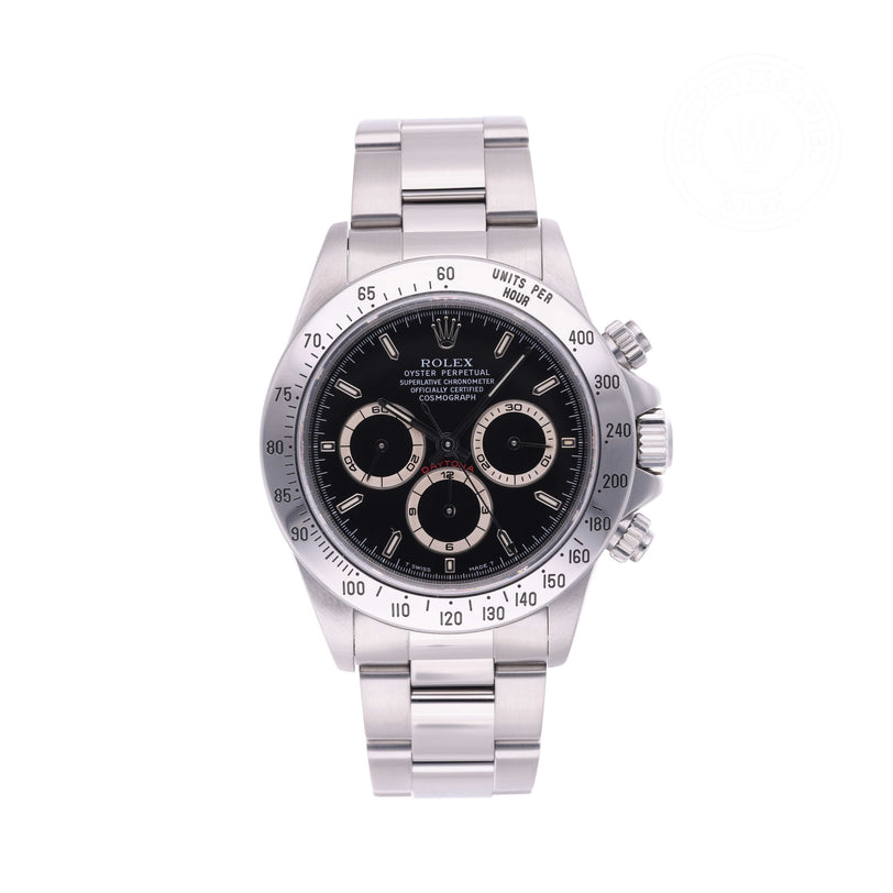 Rolex Certified Pre-owned Daytona M16520-0002 front on white background