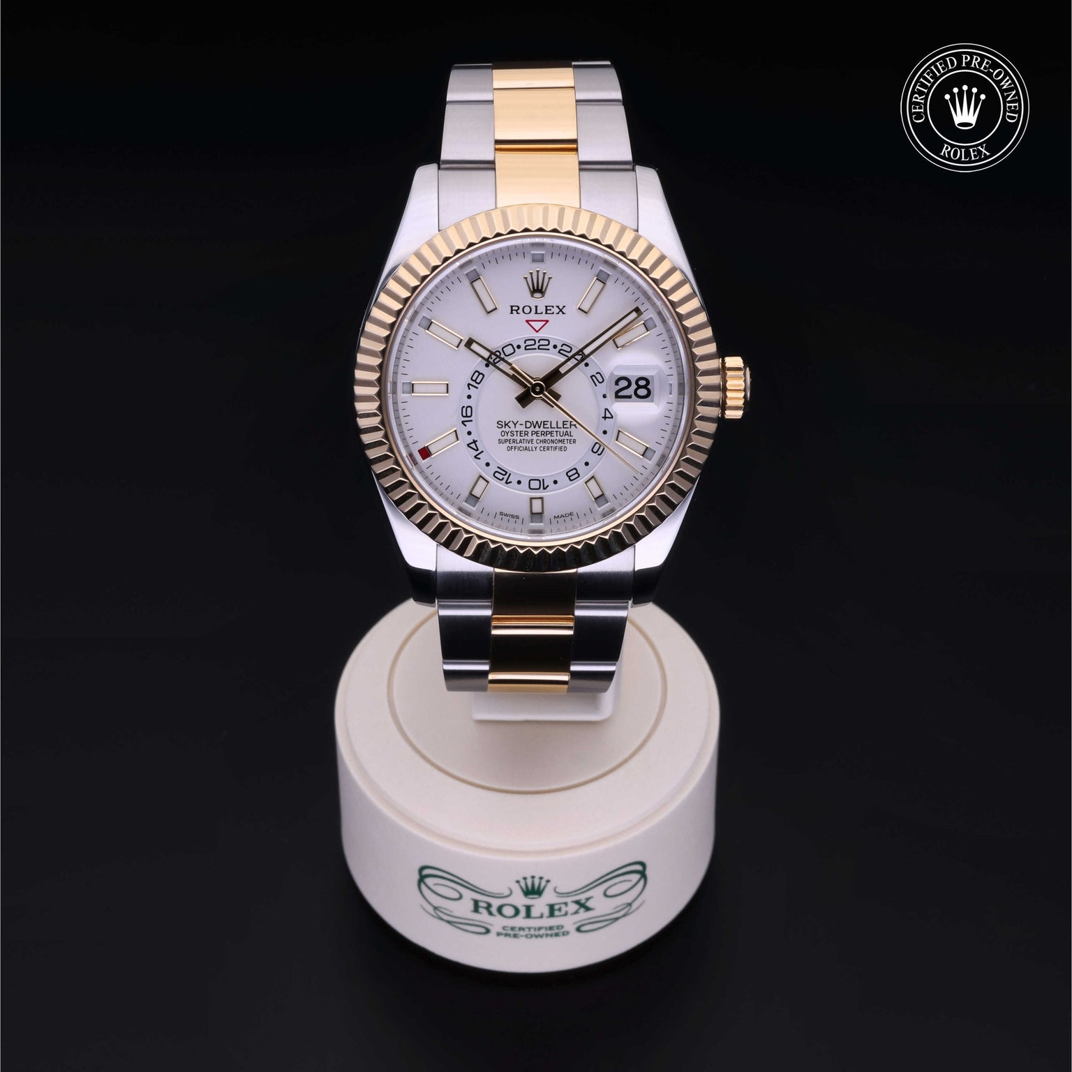 Rolex Certified Pre-owned Sky-Dweller M326933-0009 front on black background