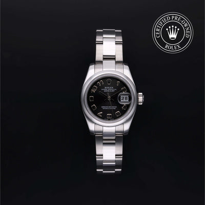 Rolex Certified Pre-owned Lady Datejust M179160-0006 front on black background