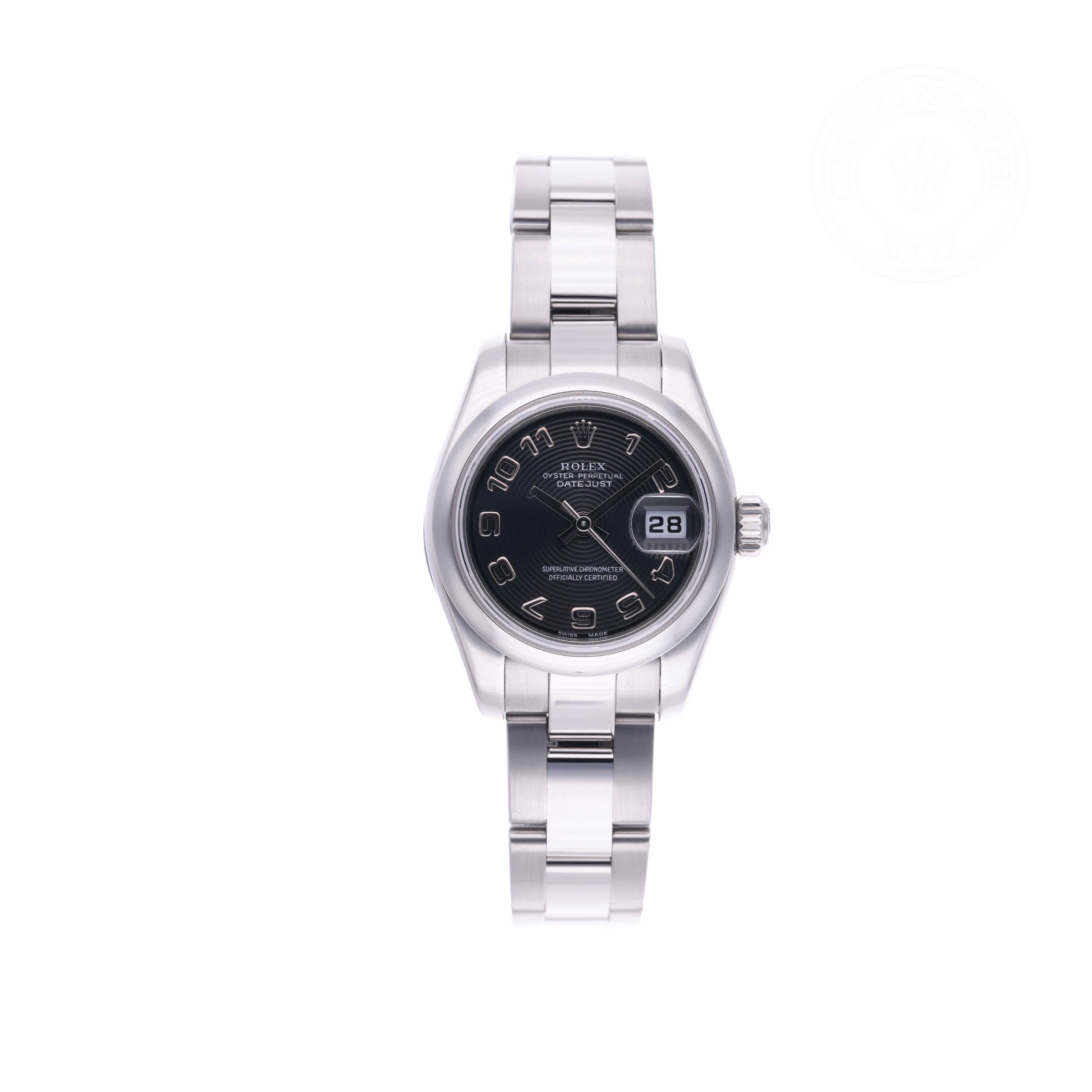 Rolex Certified Pre-owned Lady Datejust M179160-0006 front on white background