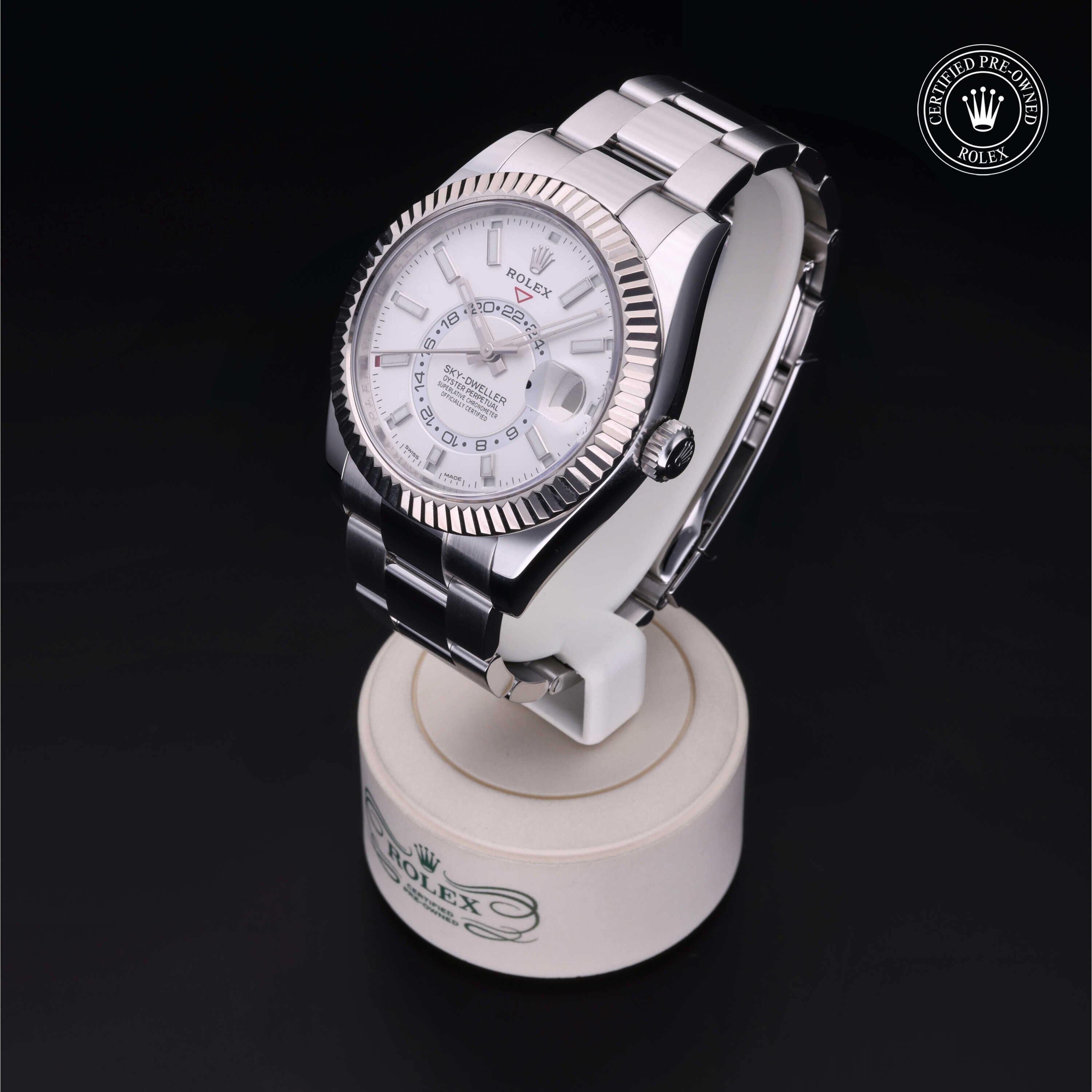 Rolex Certified Pre-owned Sky-Dweller M326934-0001 front on black background