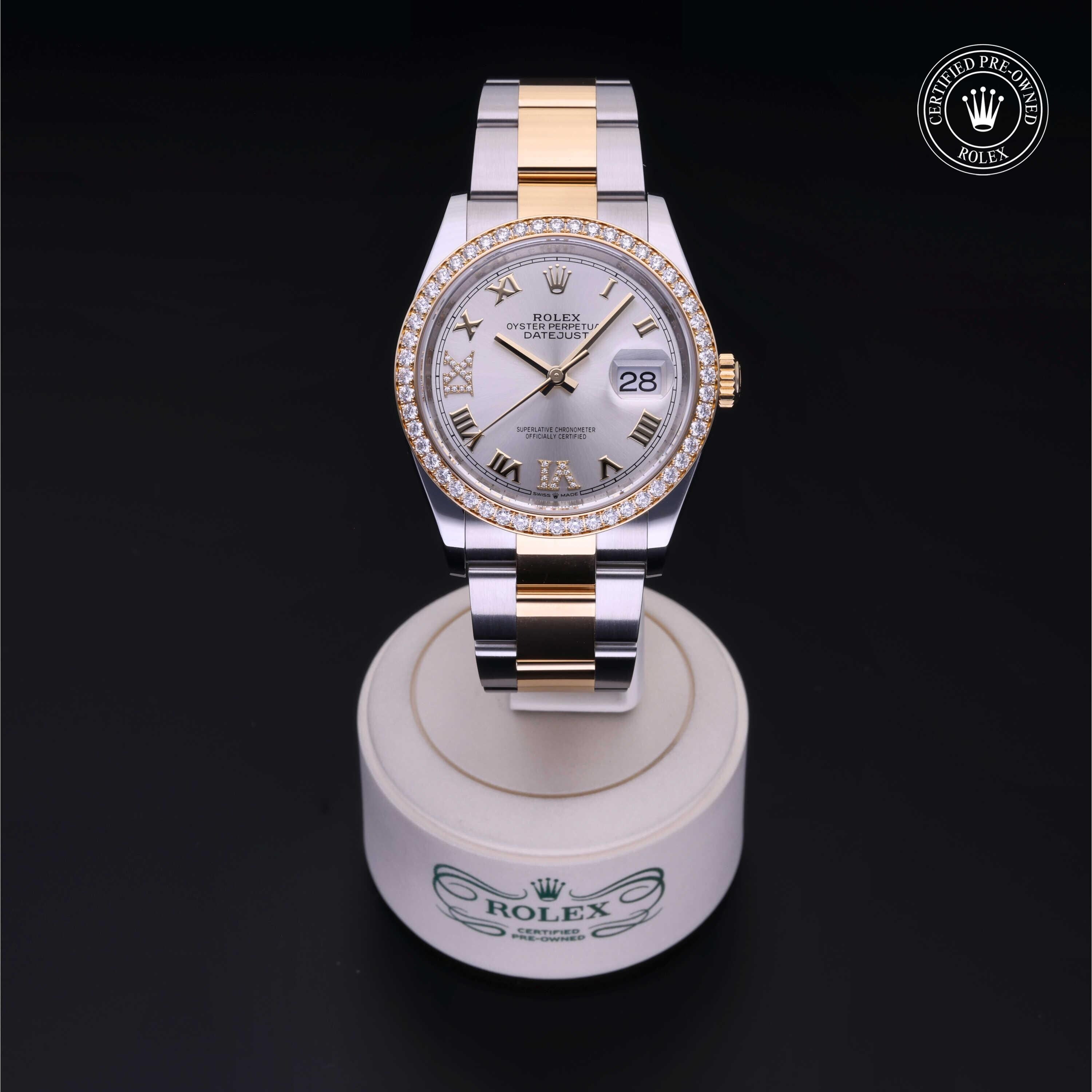 Rolex Certified Pre-owned Datejust M126283RBR-0018 front on black background