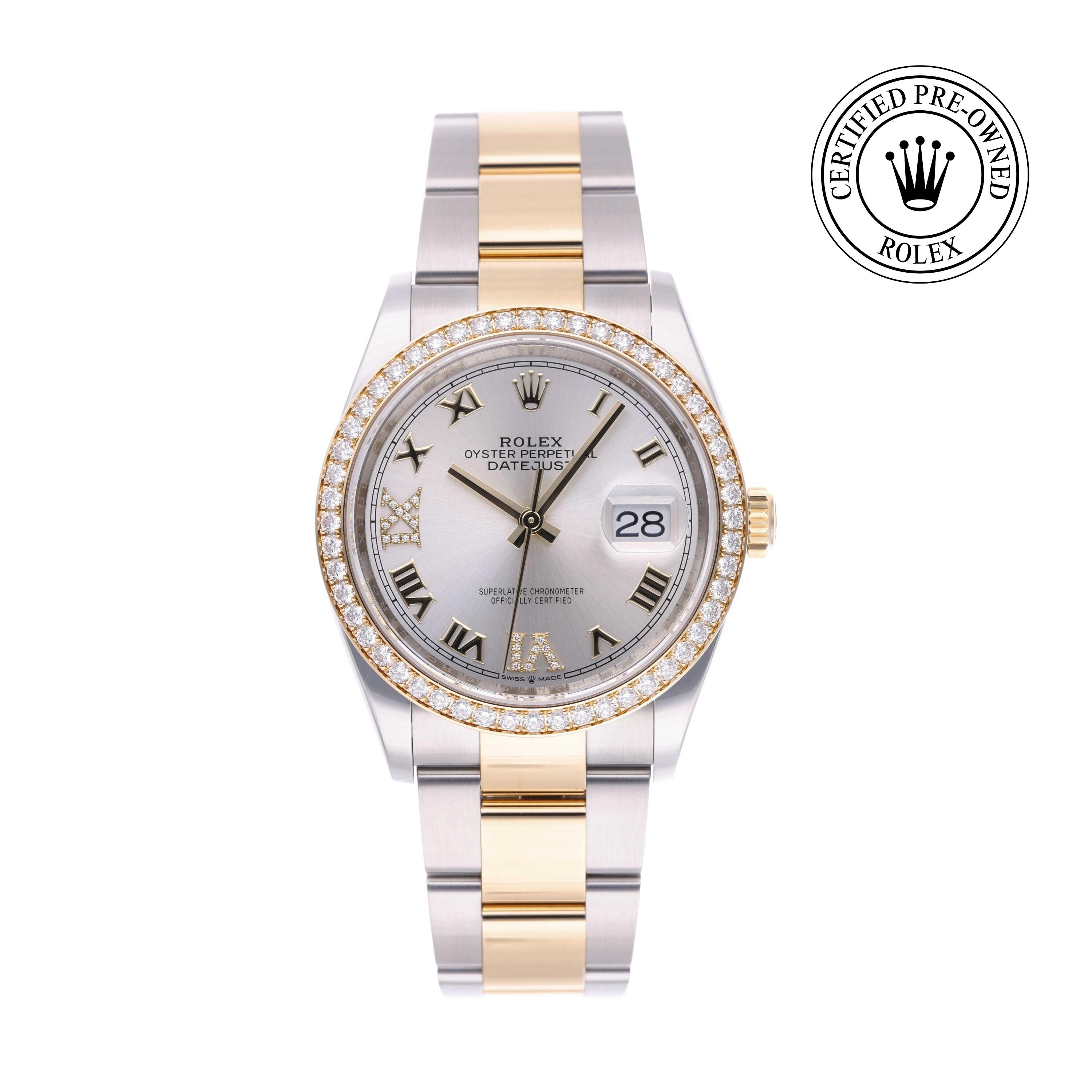 Rolex Certified Pre-owned Datejust M126283RBR-0018 front on white background