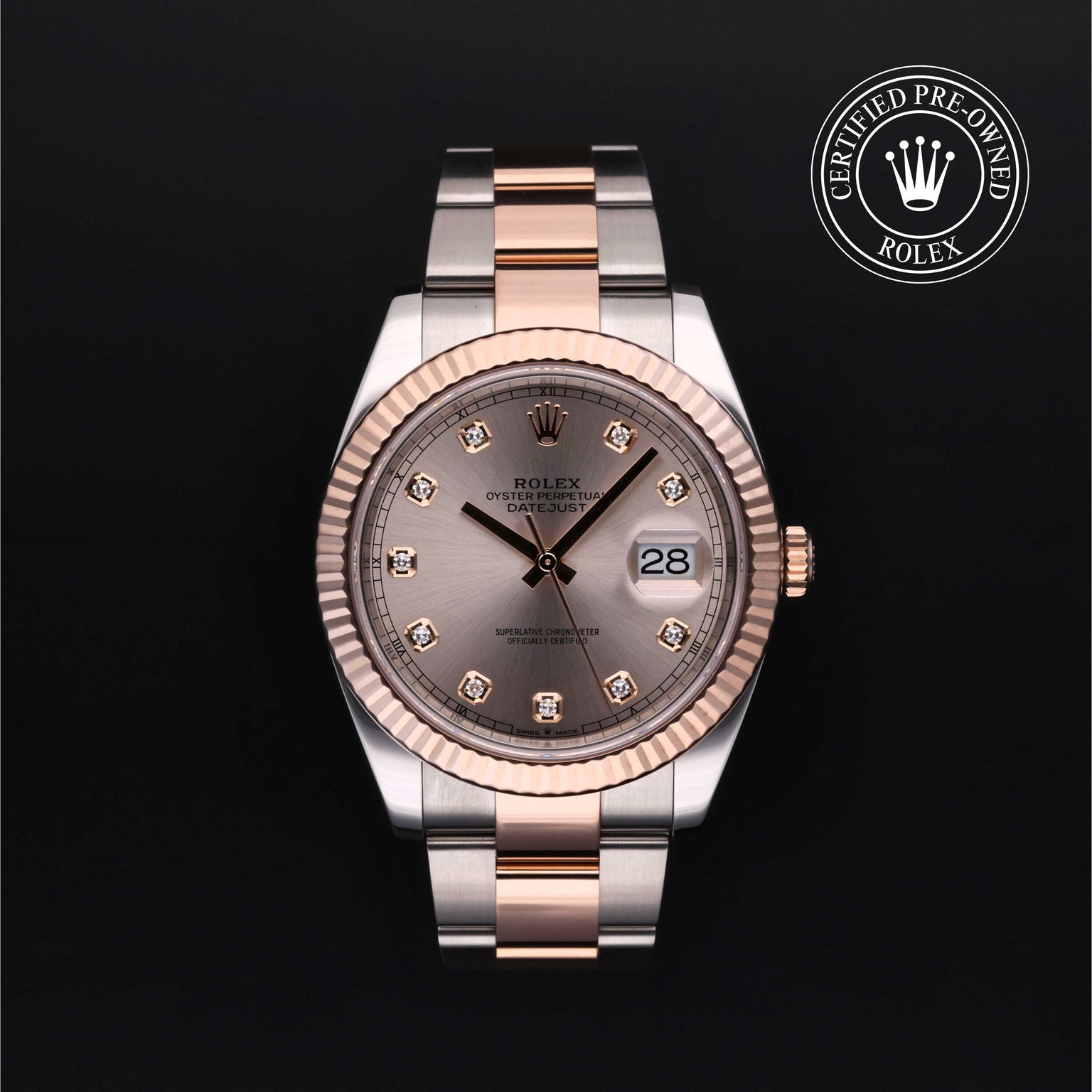 Rolex Certified Pre-owned Datejust M126331-0007 front on black background