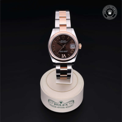 Rolex Certified Pre-owned Lady Datejust M178241-0074 front on black background