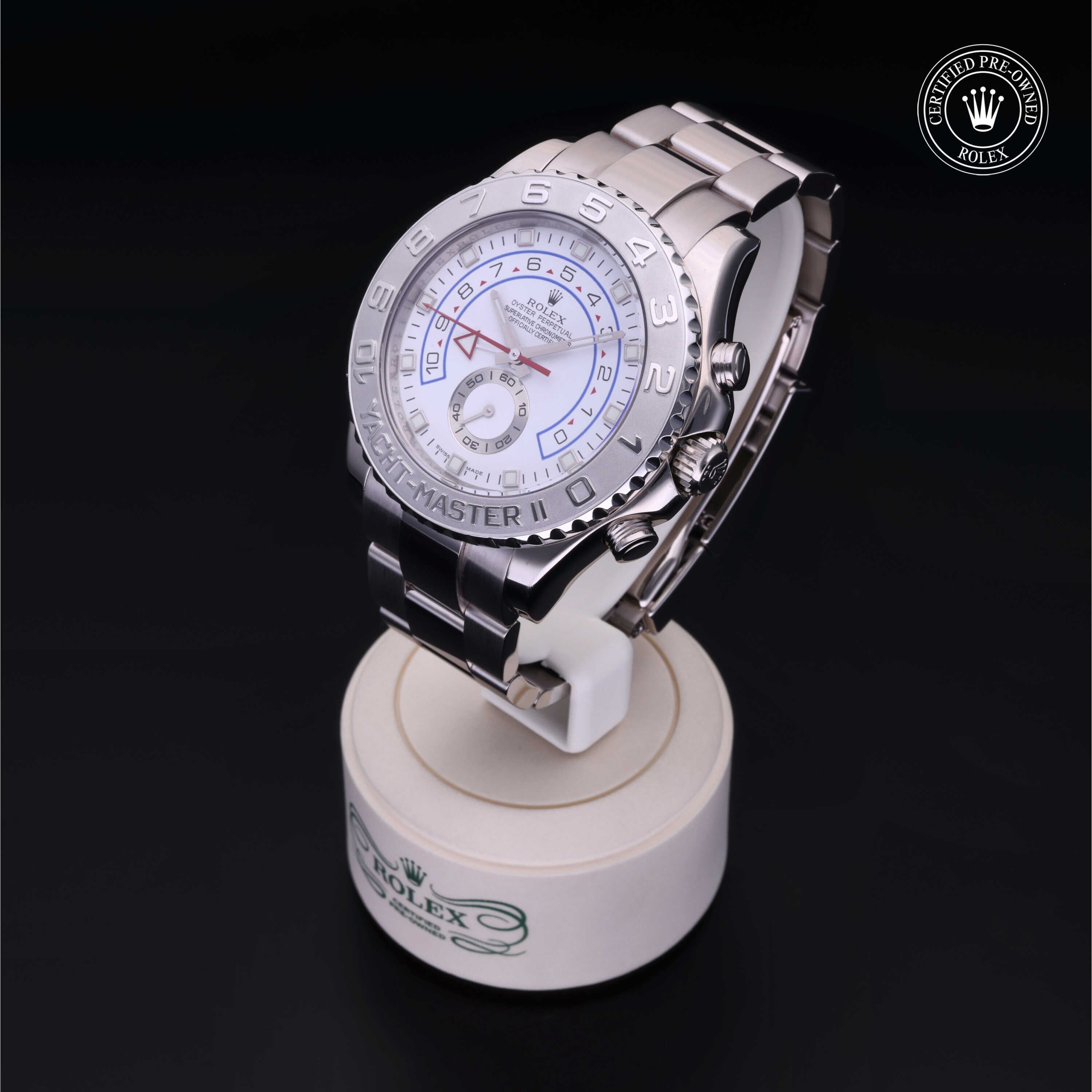 Rolex Certified Pre-owned Yacht-Master M116689-0001 front on black background