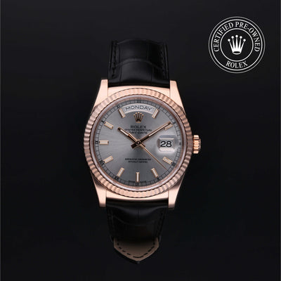 Rolex Certified Pre-owned Day-date M118135-0005 front on black background